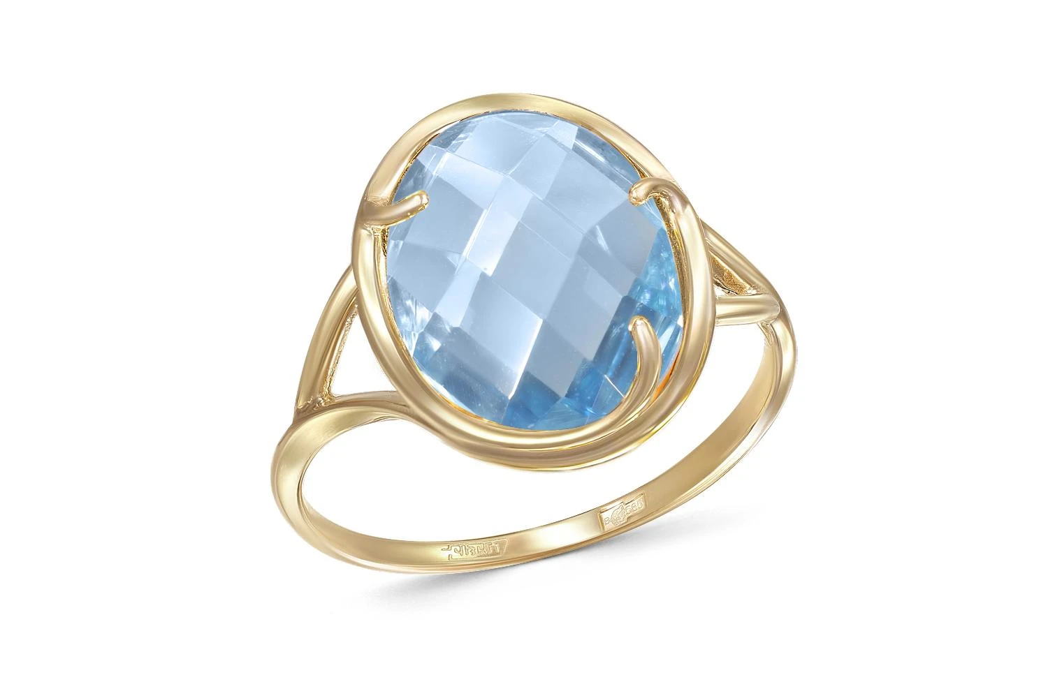 Кольцо из жёлтого золота с топазом sky