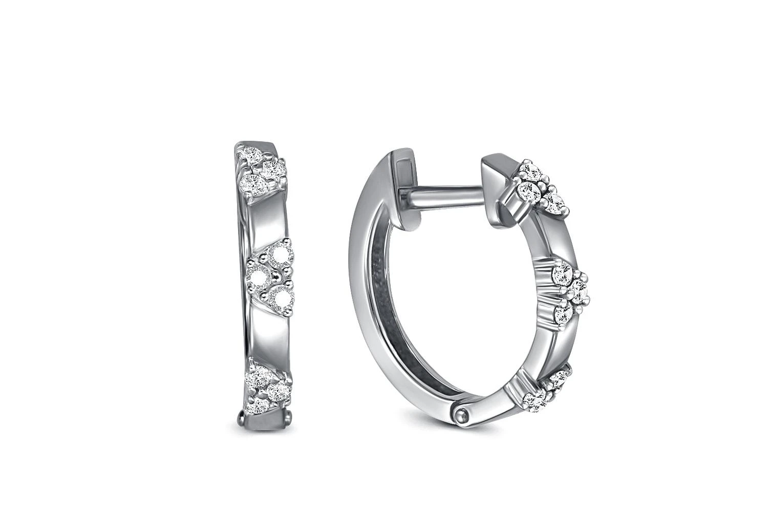 Серьги из белого золота с 18 фианитами