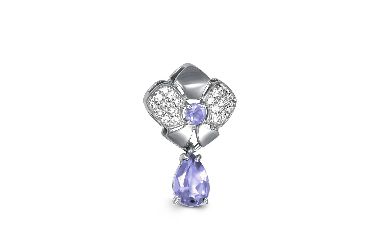 Подвеска Бантик из белого золота с 22 фианитами