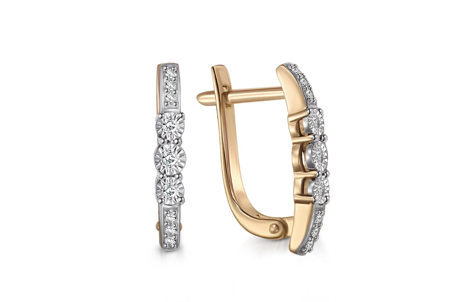 Серьги Дорожки из жёлтого золота с 18 бриллиантами