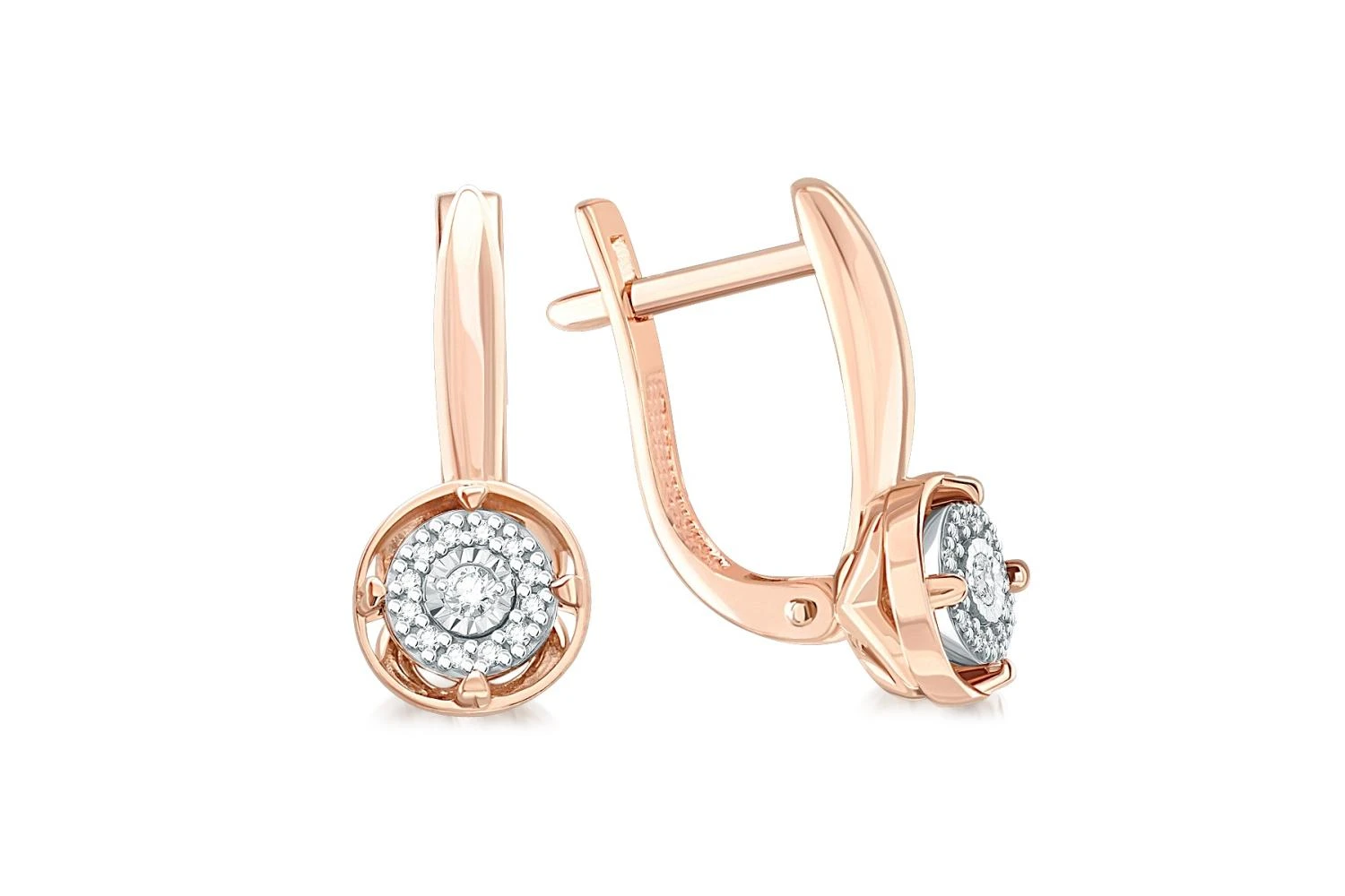 Серьги из красного золота с 26 бриллиантами