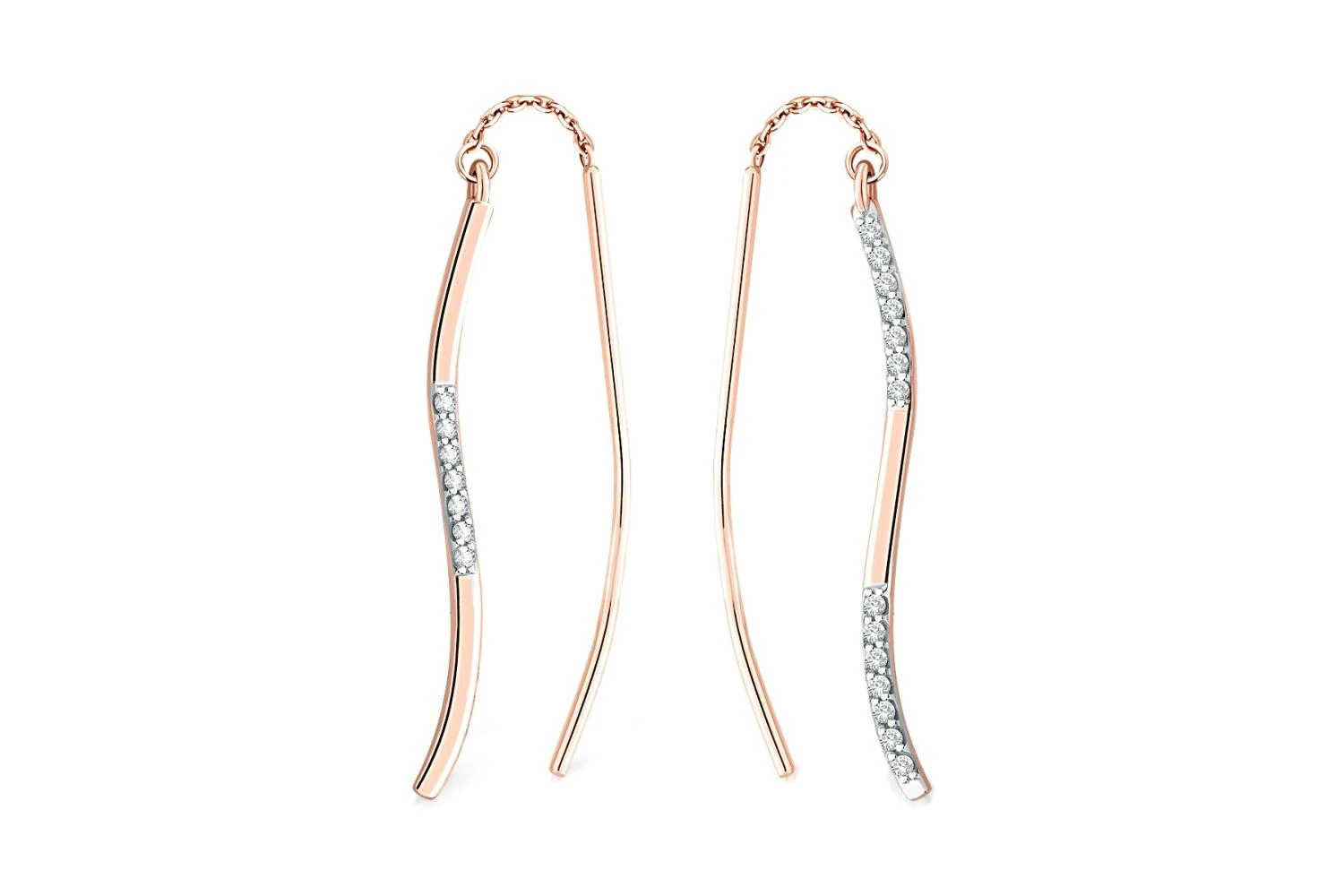 Серьги из красного золота с 21 фианитами