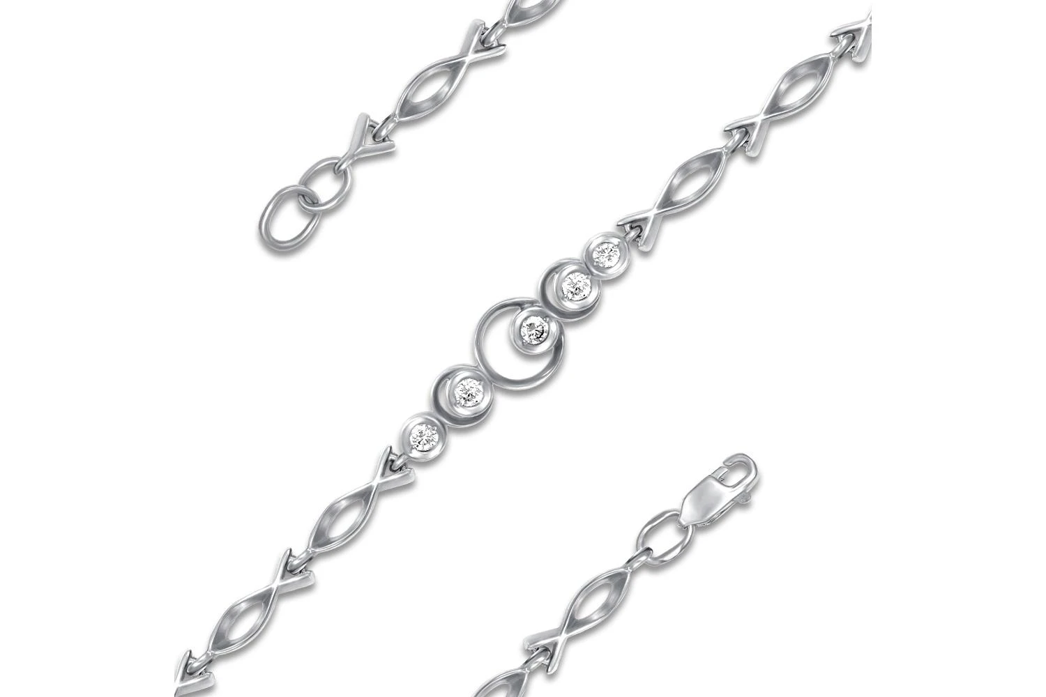 Браслет из белого золота с 5 бриллиантами