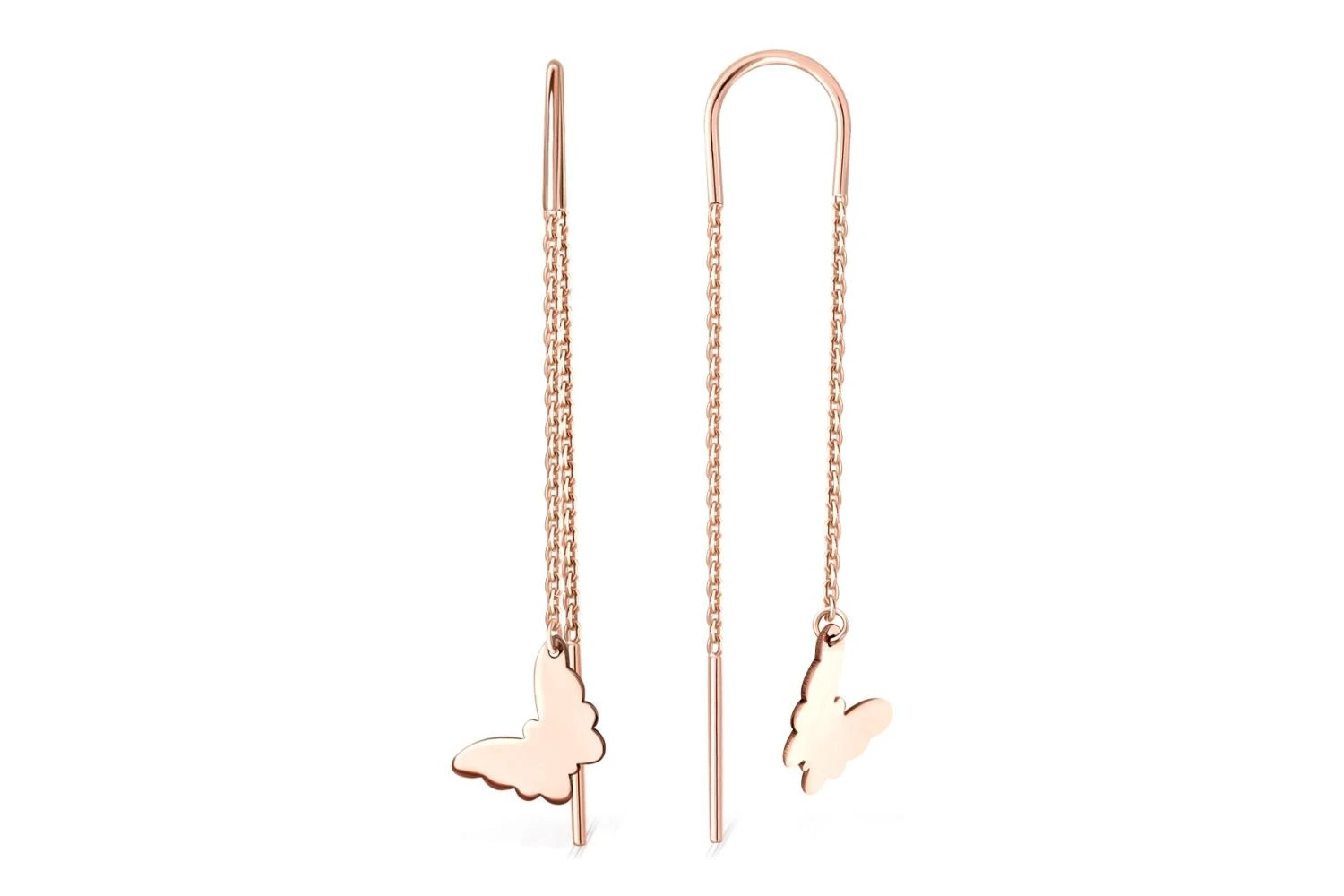 Серьги-продёвки Бабочки из красного золота без вставок