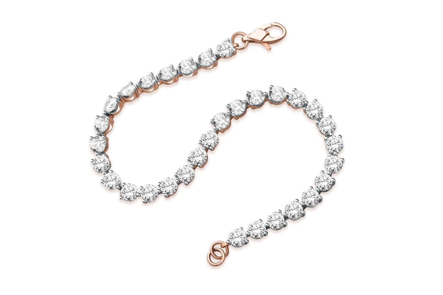 Браслет Дорожка из красного золота с 35 фианитами
