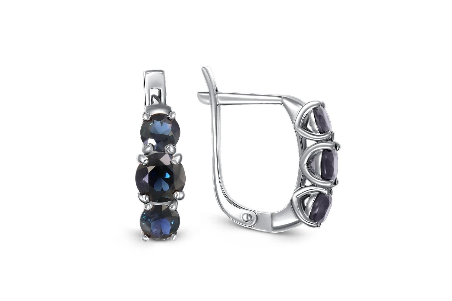 Серьги из белого золота с 6 корундами