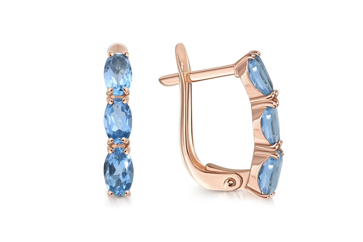 Серьги Дорожки из красного золота с 6 топазами swiss