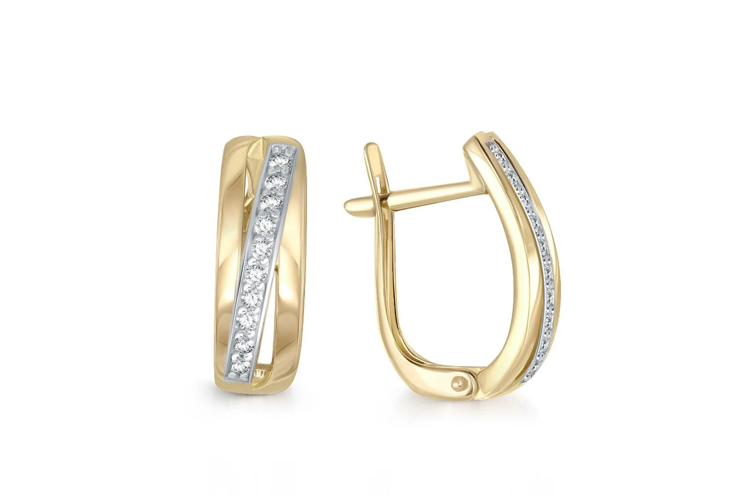 Серьги из жёлтого золота с 20 фианитами