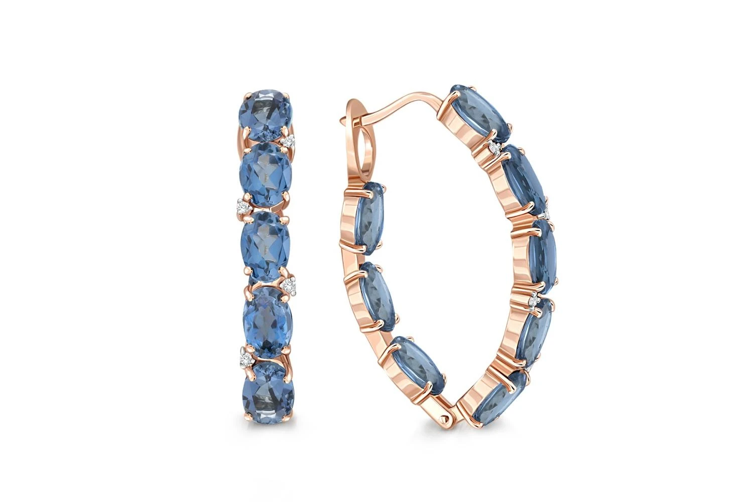 Серьги из красного золота с 16 топазами лондон и 8 фианитами