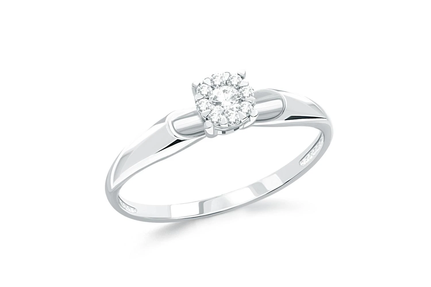 Кольцо Малинка из белого золота с 9 бриллиантами