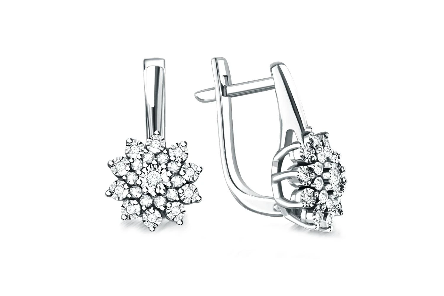 Серьги Цветы из белого золота с 42 бриллиантами