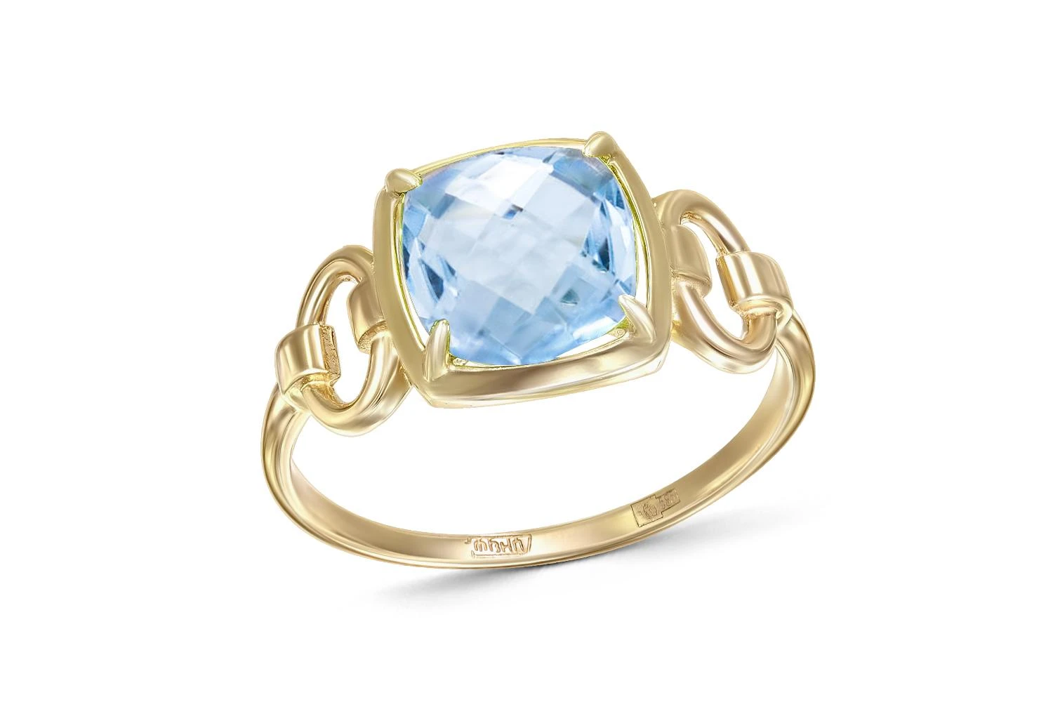 Кольцо из жёлтого золота с топазом sky