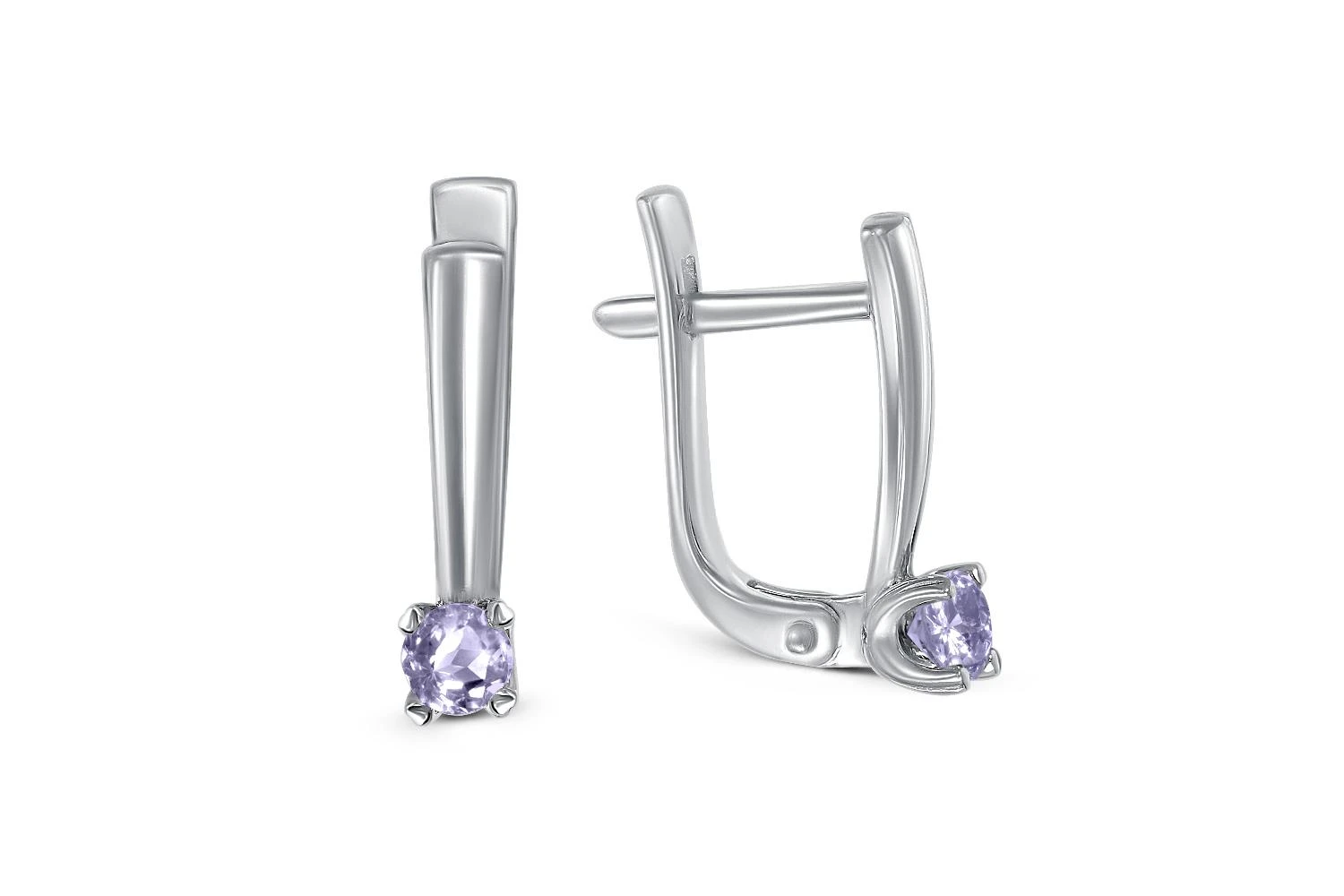 Серьги из белого золота с 2 танзанитами