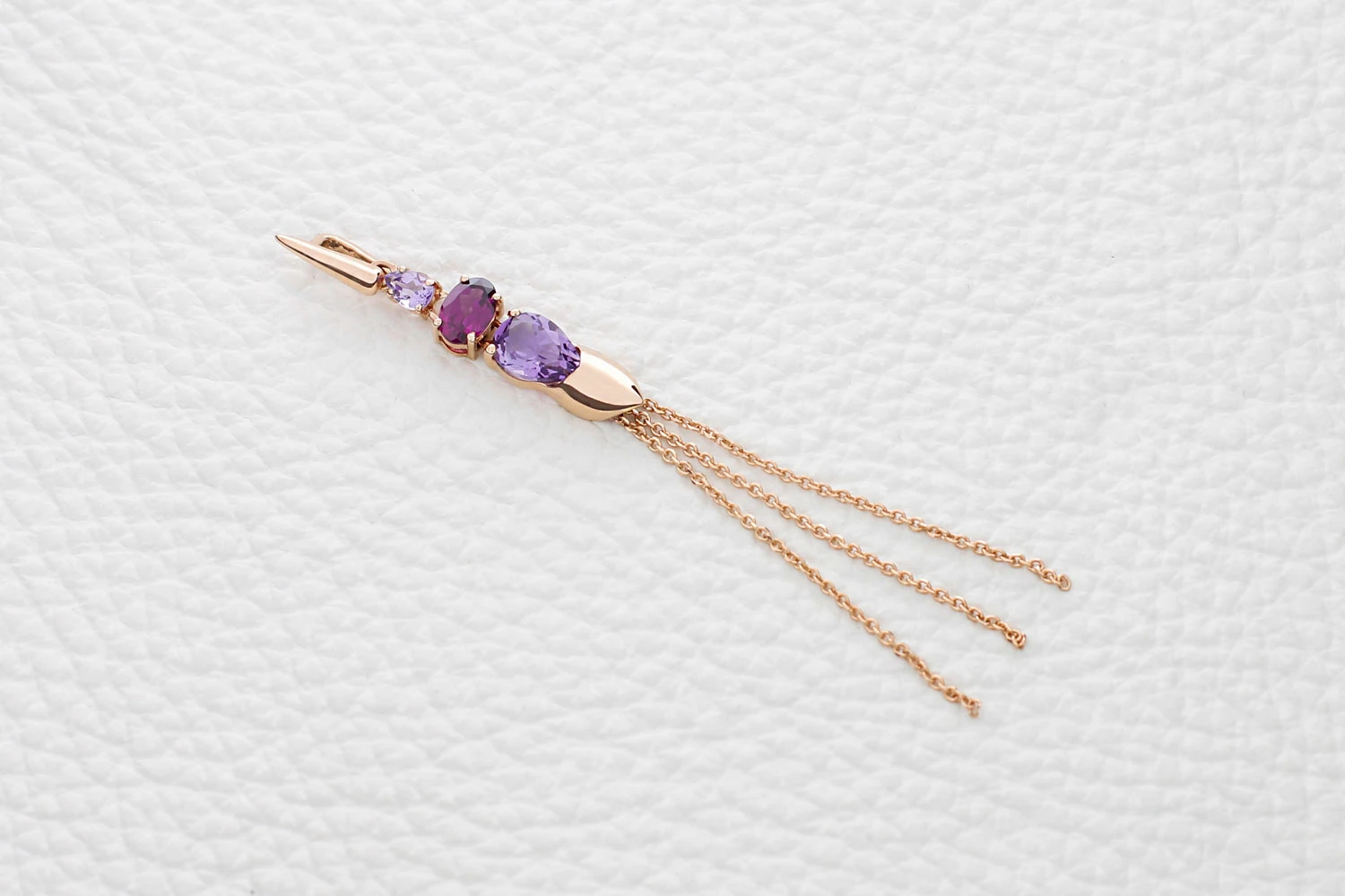 Подвеска из красного золота с 2 аметистами и родолитом