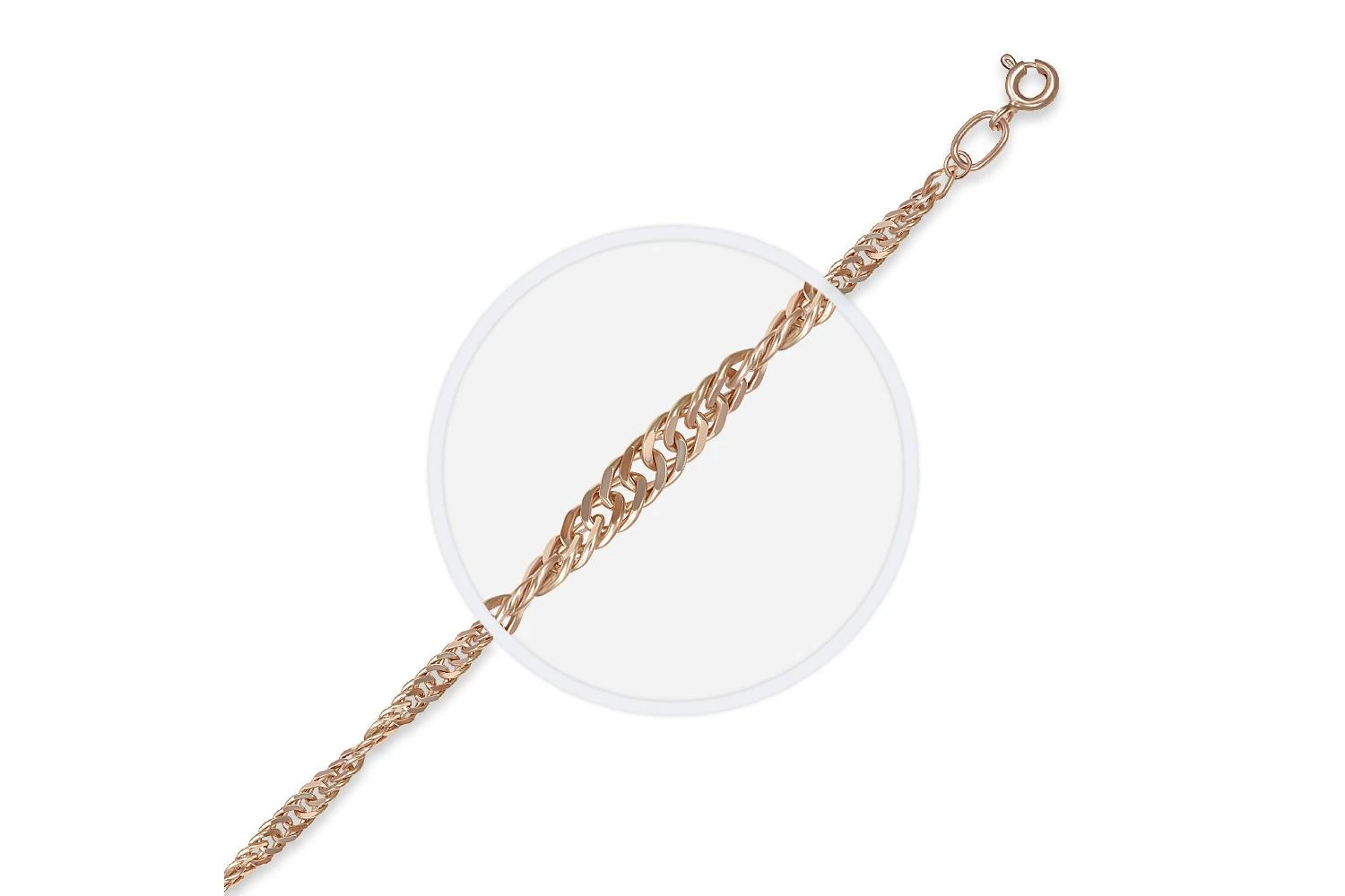 Цепь плетение сингапур ⌀ нити 0,35 мм  из красного золота