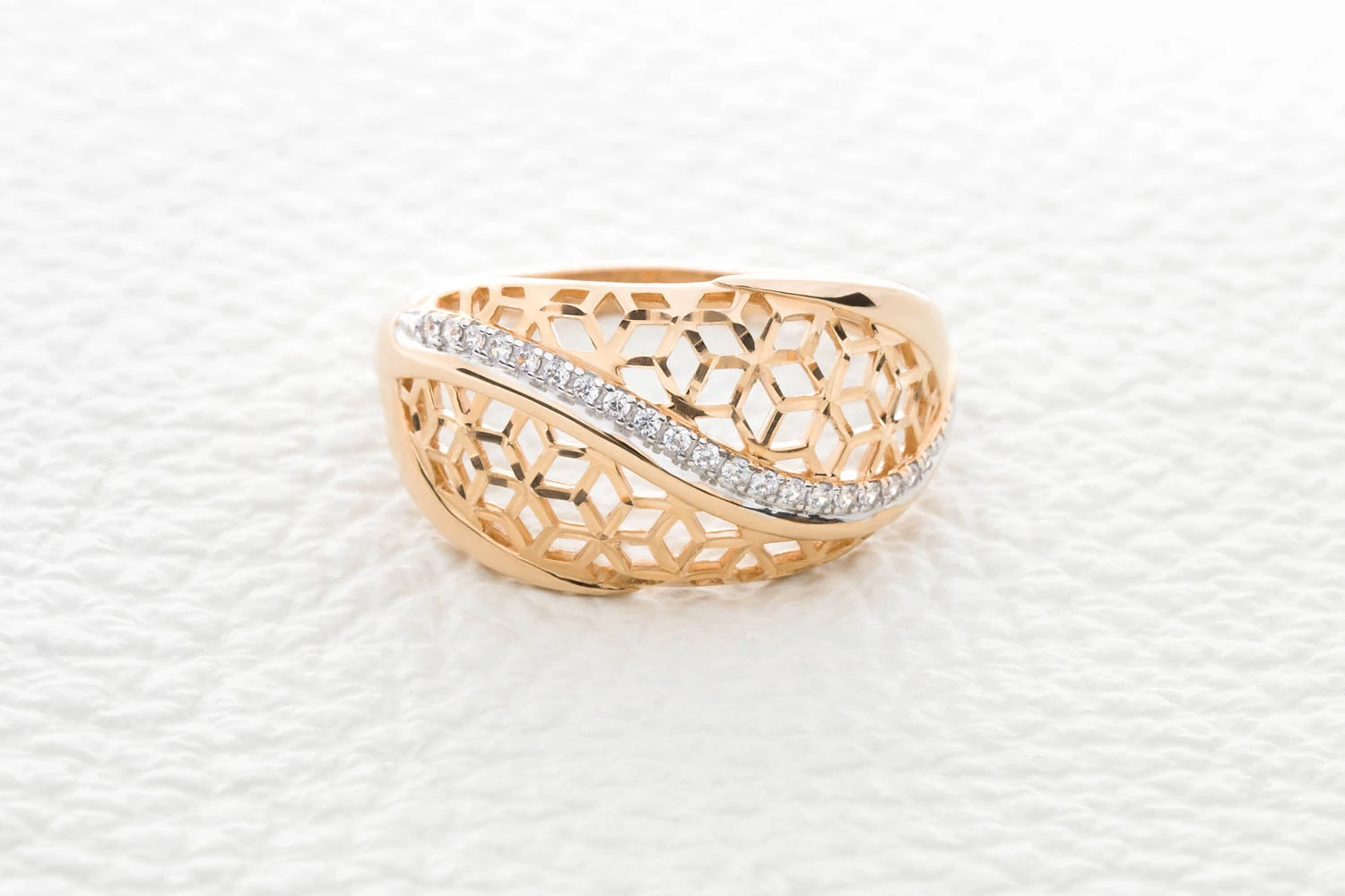 Кольцо Дорожка из красного золота с 20 фианитами