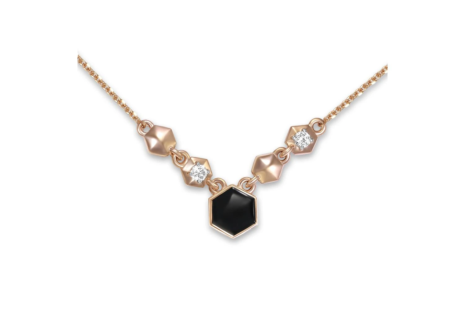 Колье из красного золота с 2 фианитами