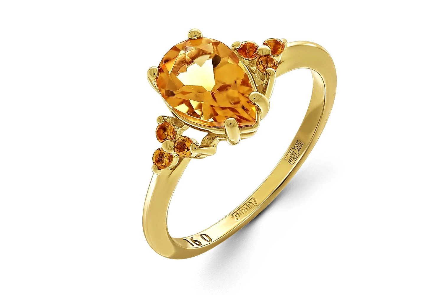 Кольцо из жёлтого золота с 7 цитринами