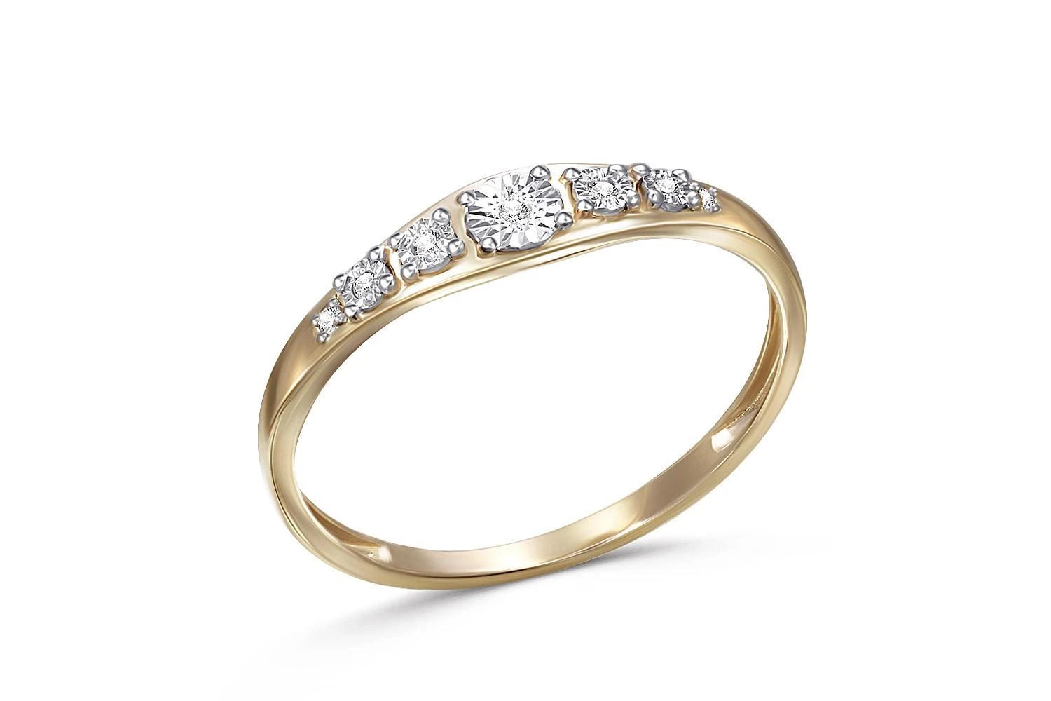 Кольцо Дорожка из жёлтого золота с 7 бриллиантами