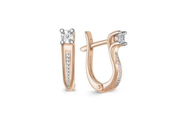 Серьги из красного золота с 2 бриллиантами