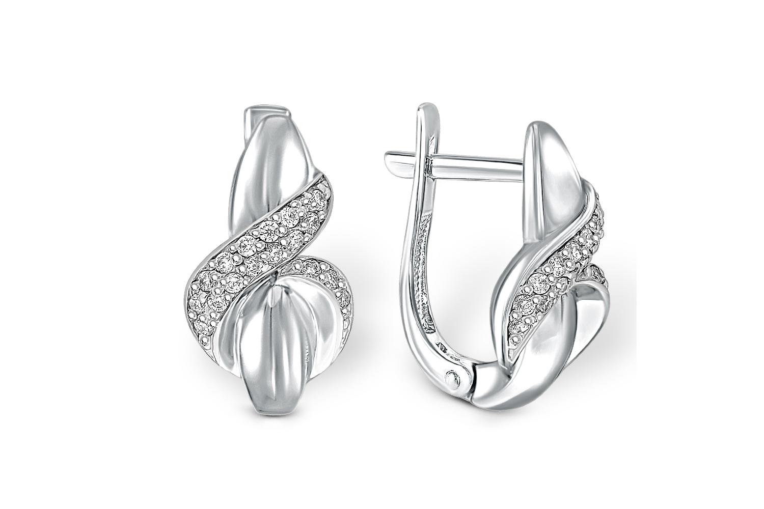 

Серьги с 34 фианитами из белого золота