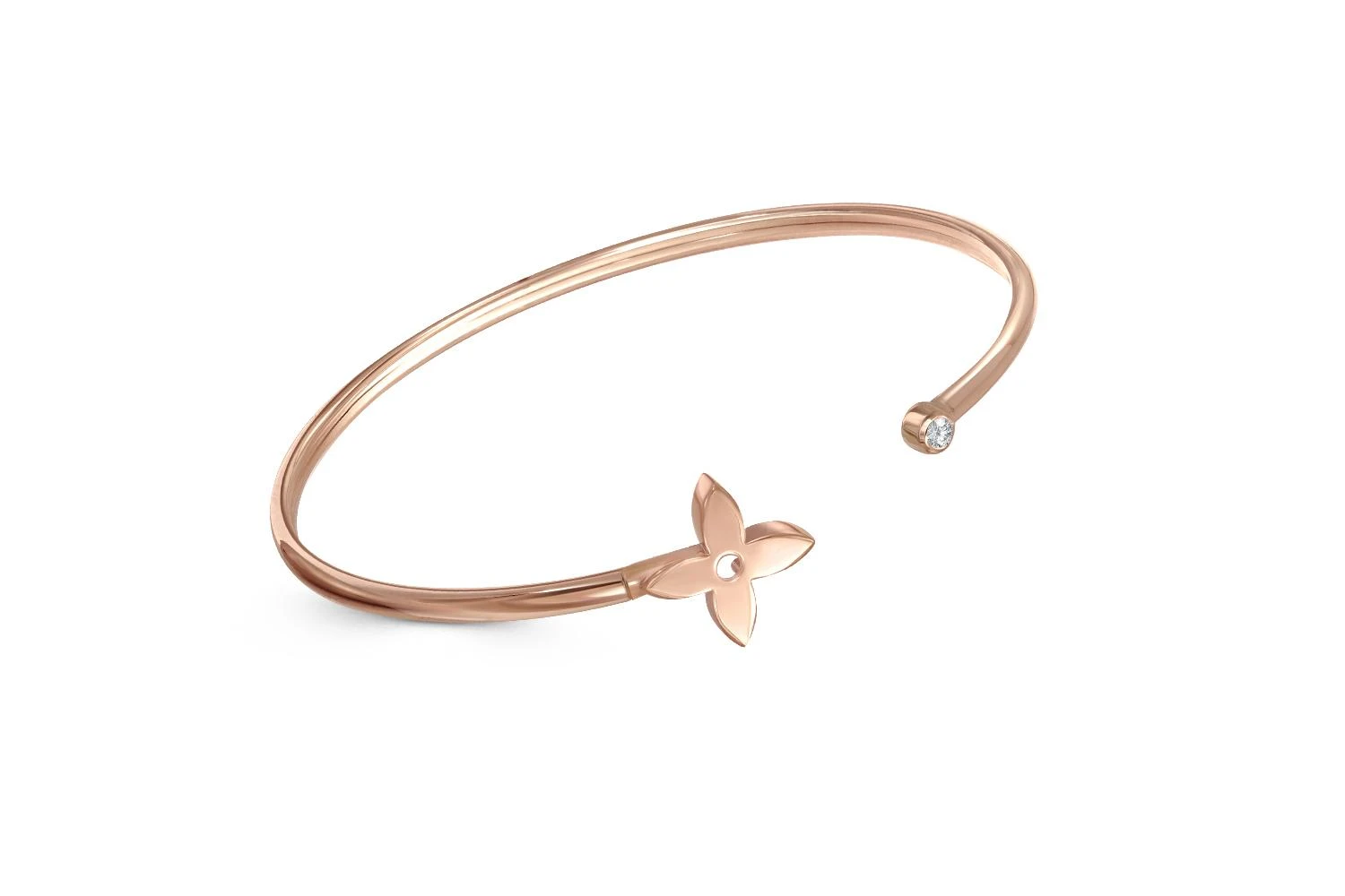 Браслет Клевер из красного золота с фианитом