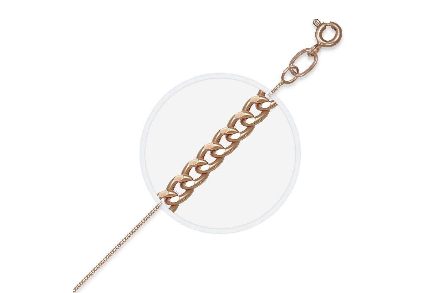 Цепь плетение панцирь ⌀ нити 0,25 мм  из красного золота