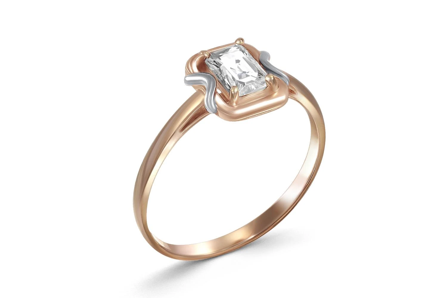 Кольцо из красного золота с горным хрусталём