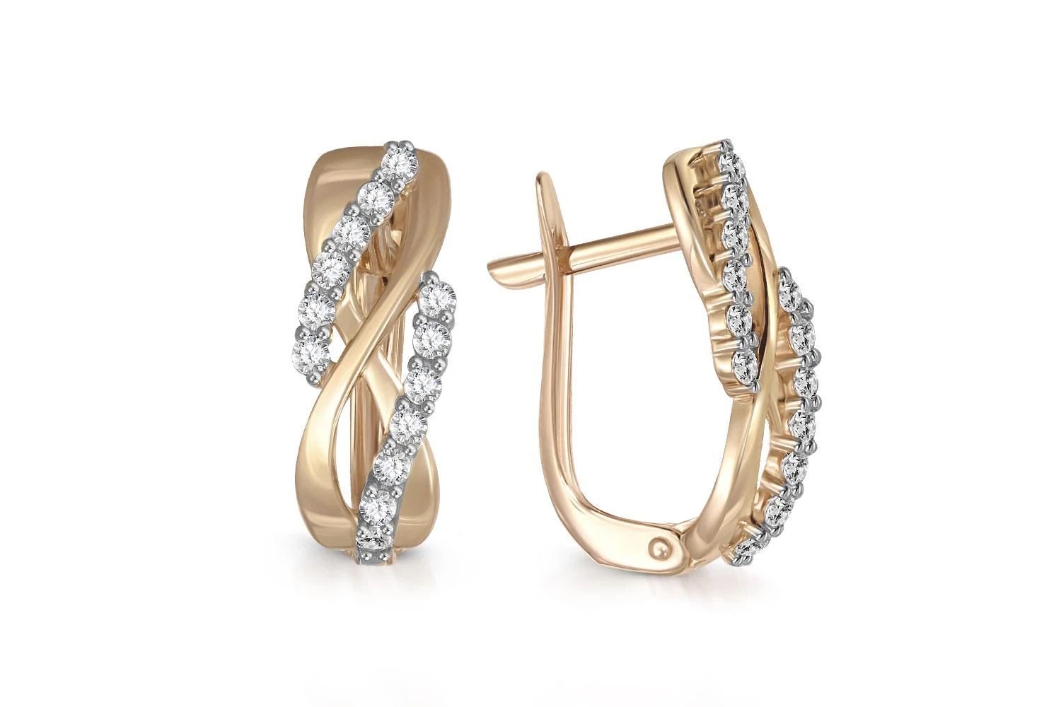 Серьги из жёлтого золота с 26 фианитами