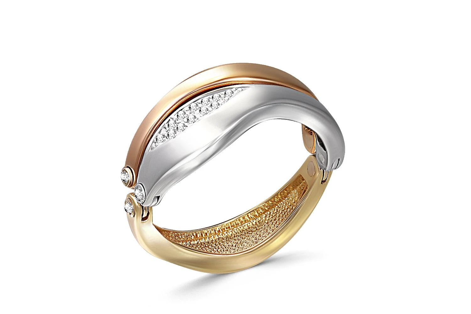 Кольцо из красного золота с 16 фианитами