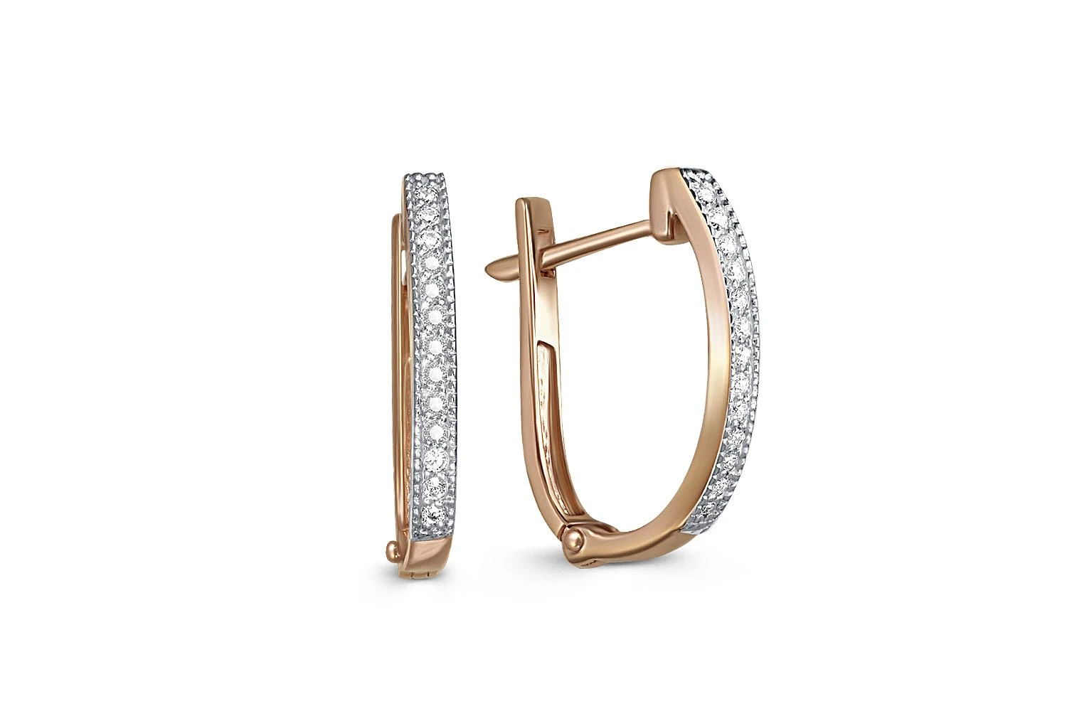 Основа серёг-трансформеров Дорожки из красного золота с 26 фианитами