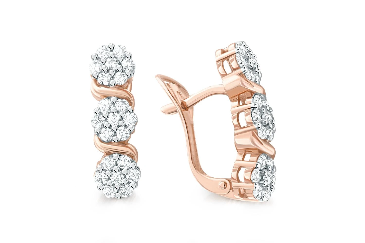 Серьги Малинки из красного золота с 42 фианитами