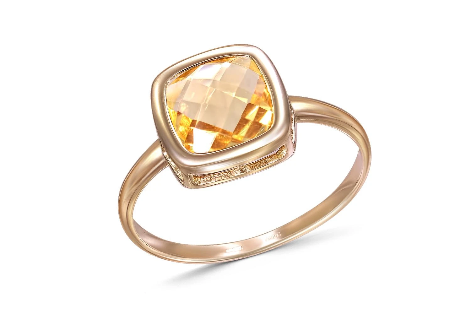 Кольцо из красного золота с кварцем