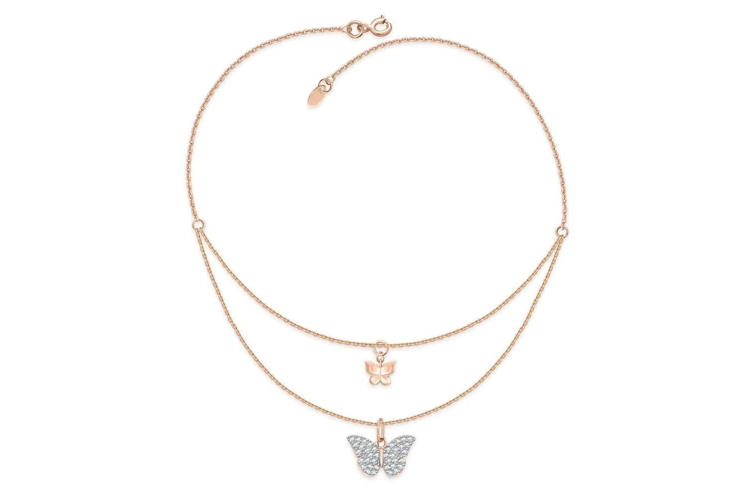 Колье Бабочка из красного золота с 38 фианитами