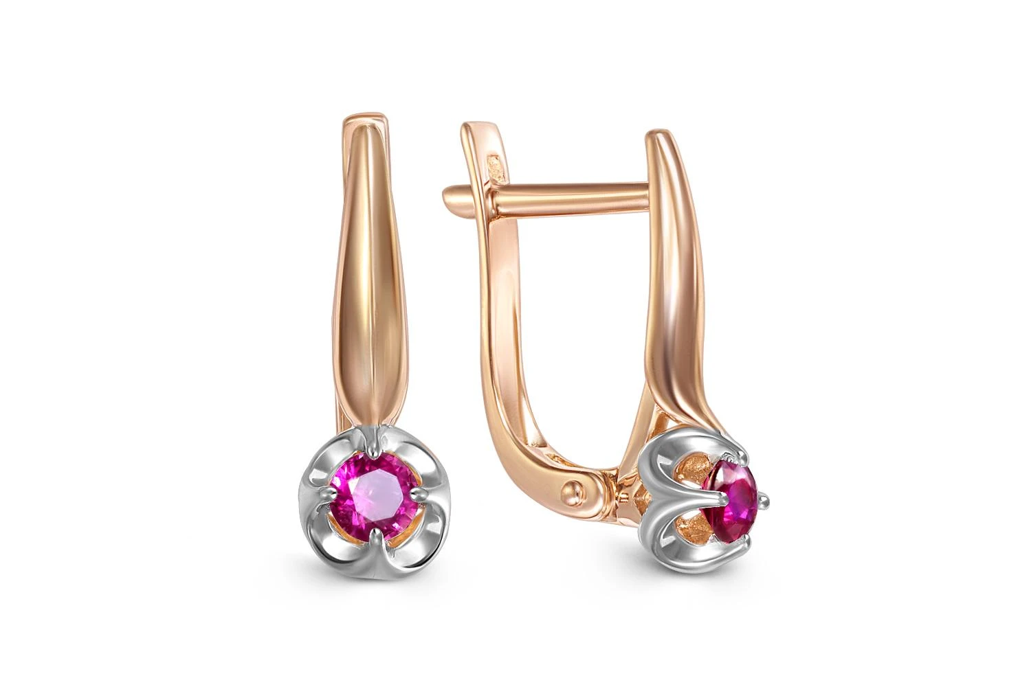 Серьги из красного золота с 2 рубинами