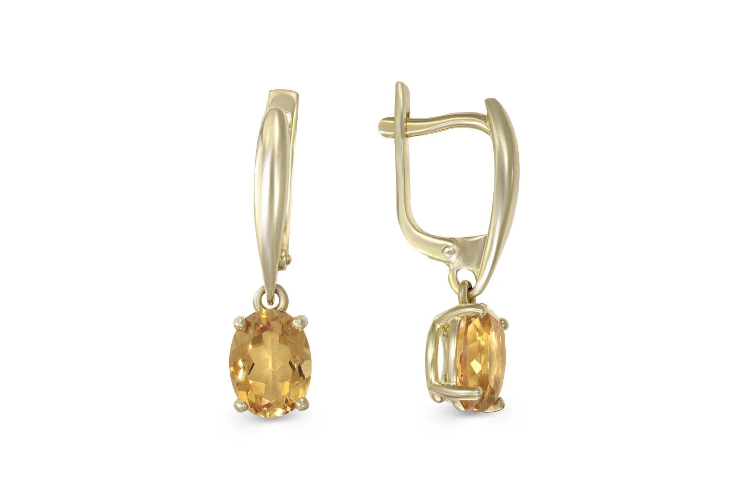 Серьги из жёлтого золота с 2 цитринами