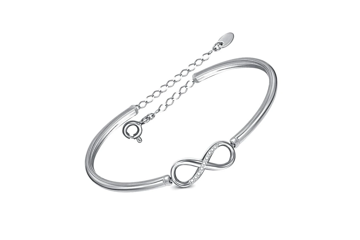 Браслет Бесконечность из белого золота с 9 фианитами