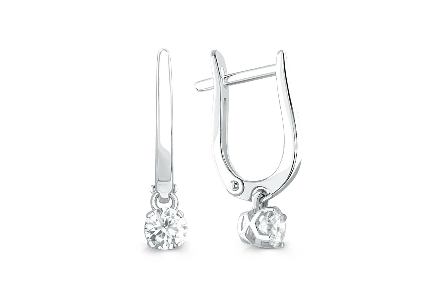 Серьги из белого золота с 2 муассанитами