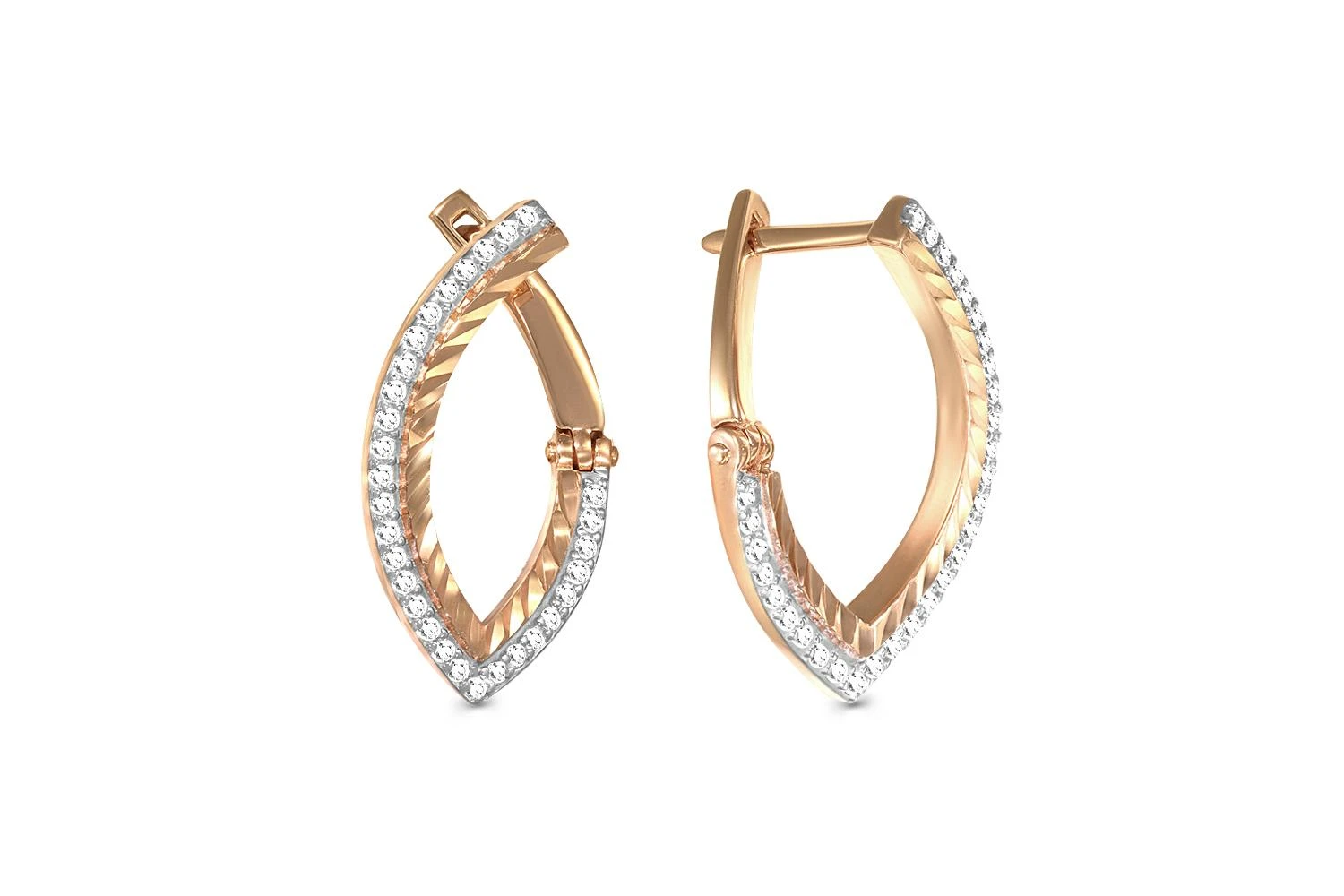 Серьги Дорожки из красного золота с 60 фианитами