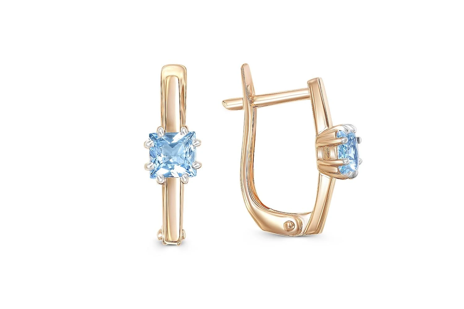 Серьги из красного золота с 2 топазами swiss