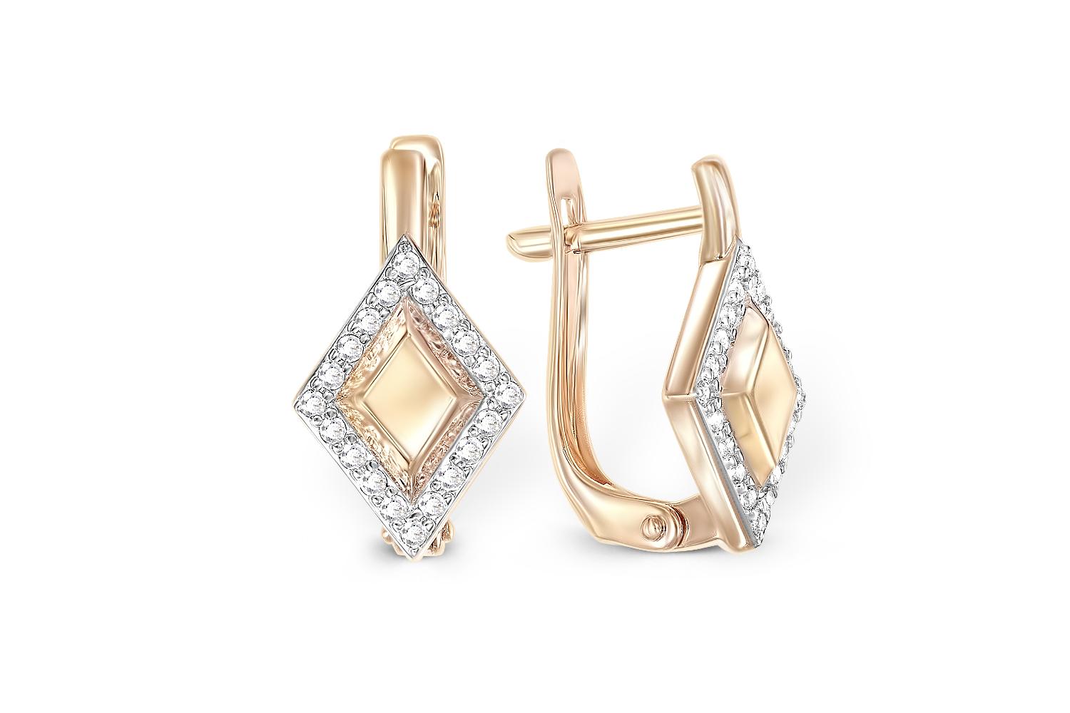 

Серьги с 40 фианитами из красного золота