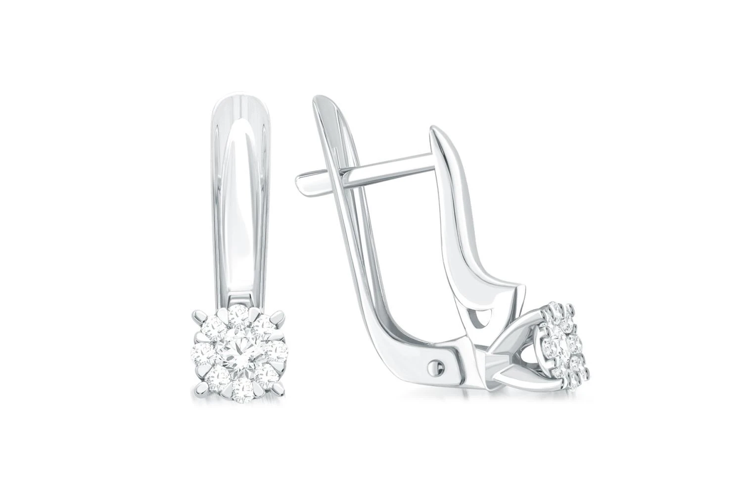 Серьги Малинки из белого золота с 18 бриллиантами