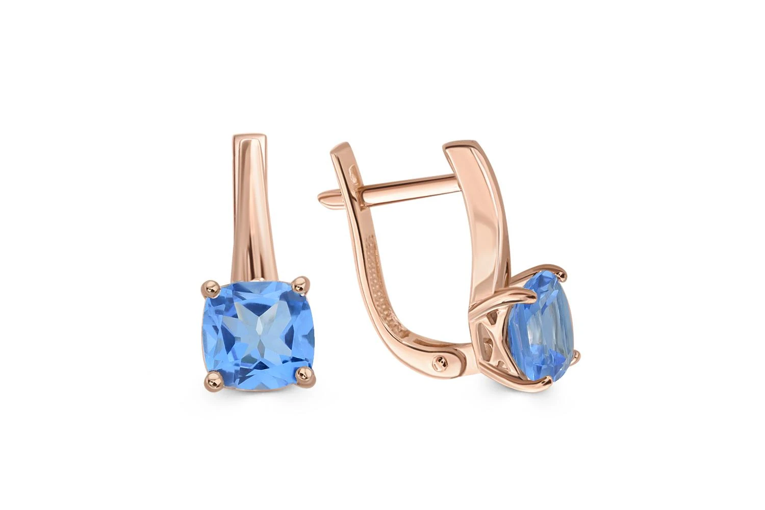 Серьги из красного золота с 2 топазами swiss
