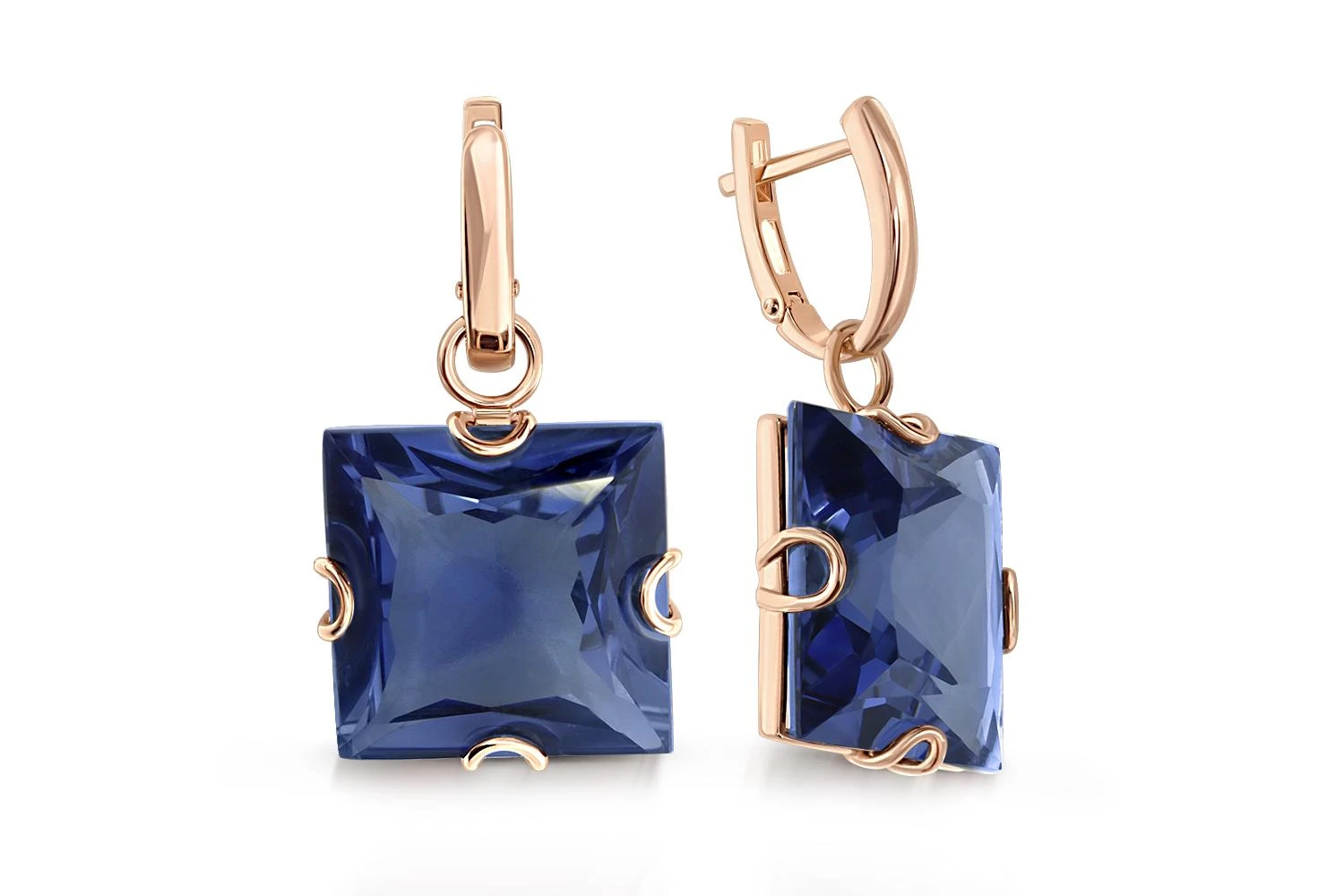 Серьги-трансформеры из красного золота с 2 наноситалами