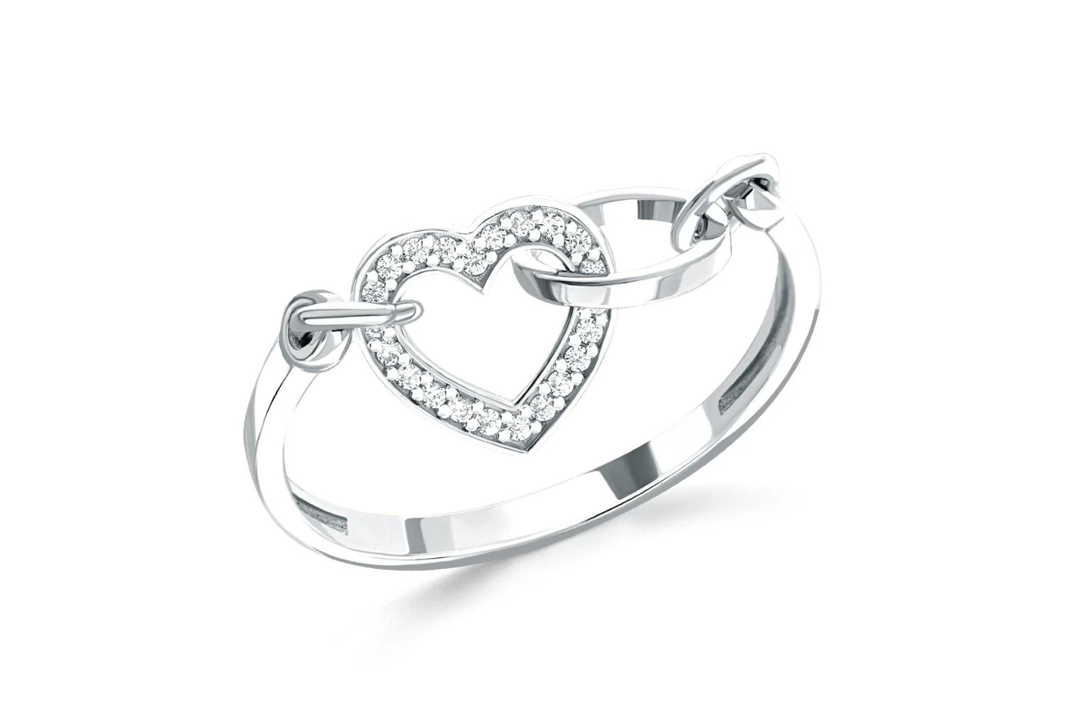 Кольцо из белого золота с 20 фианитами