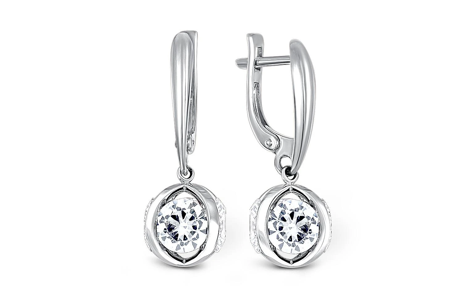 Серьги из белого золота с 8 фианитами