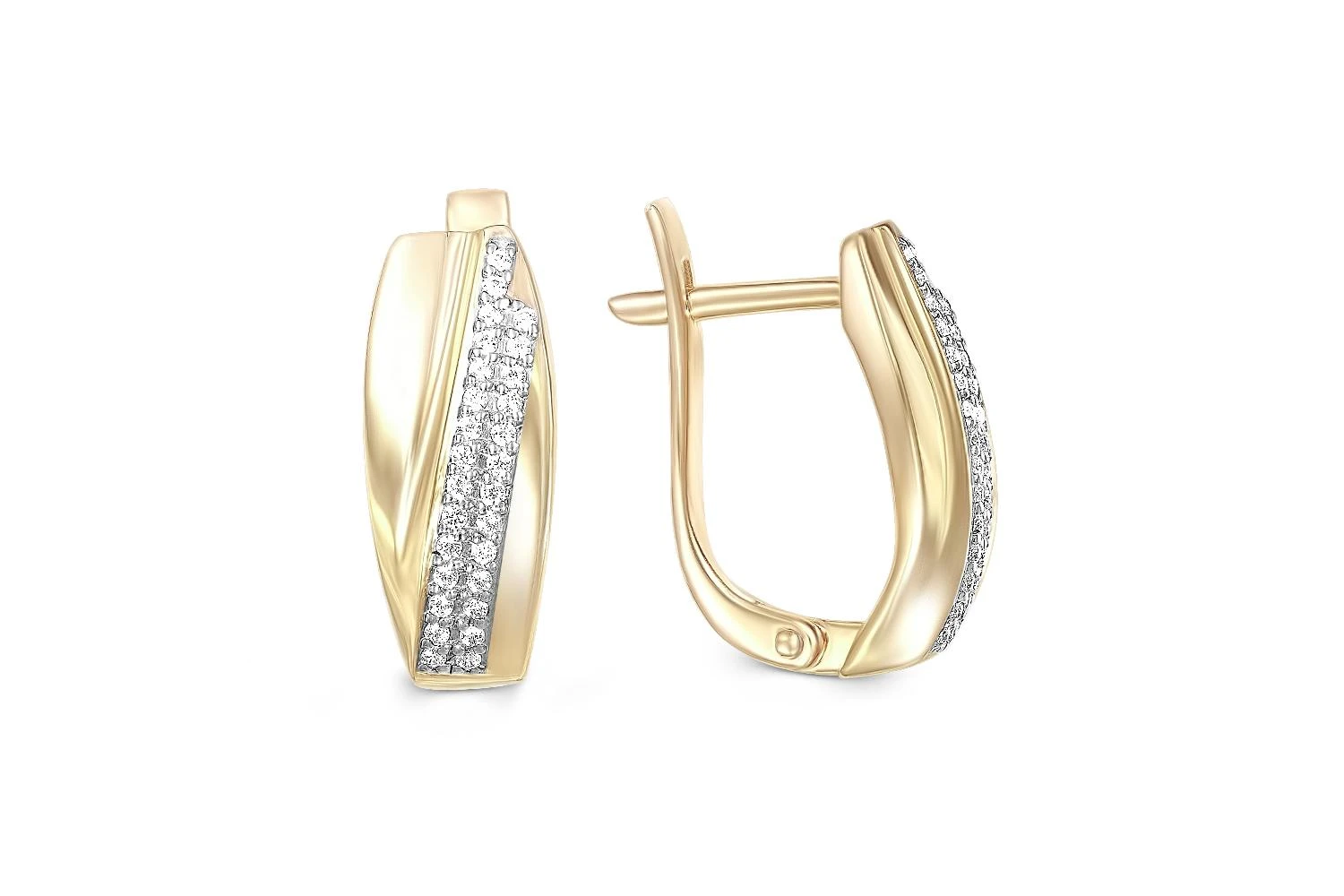 Серьги из жёлтого золота с 56 фианитами