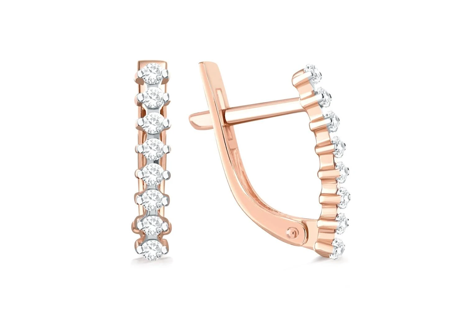 Серьги из красного золота с 16 бриллиантами