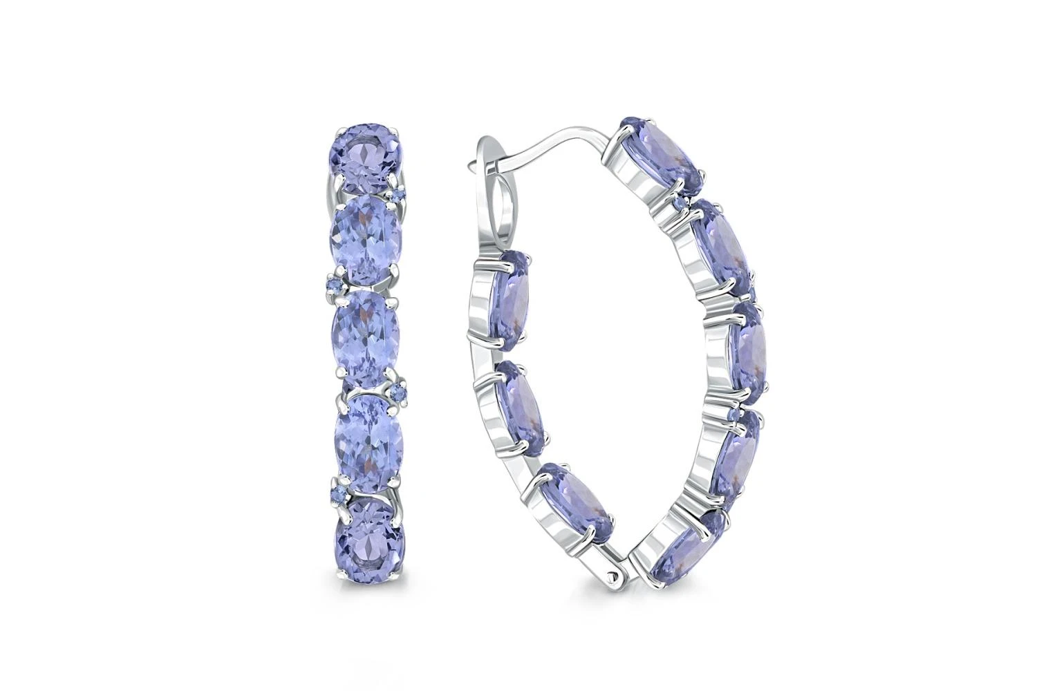 Серьги из белого золота с 24 танзанитами