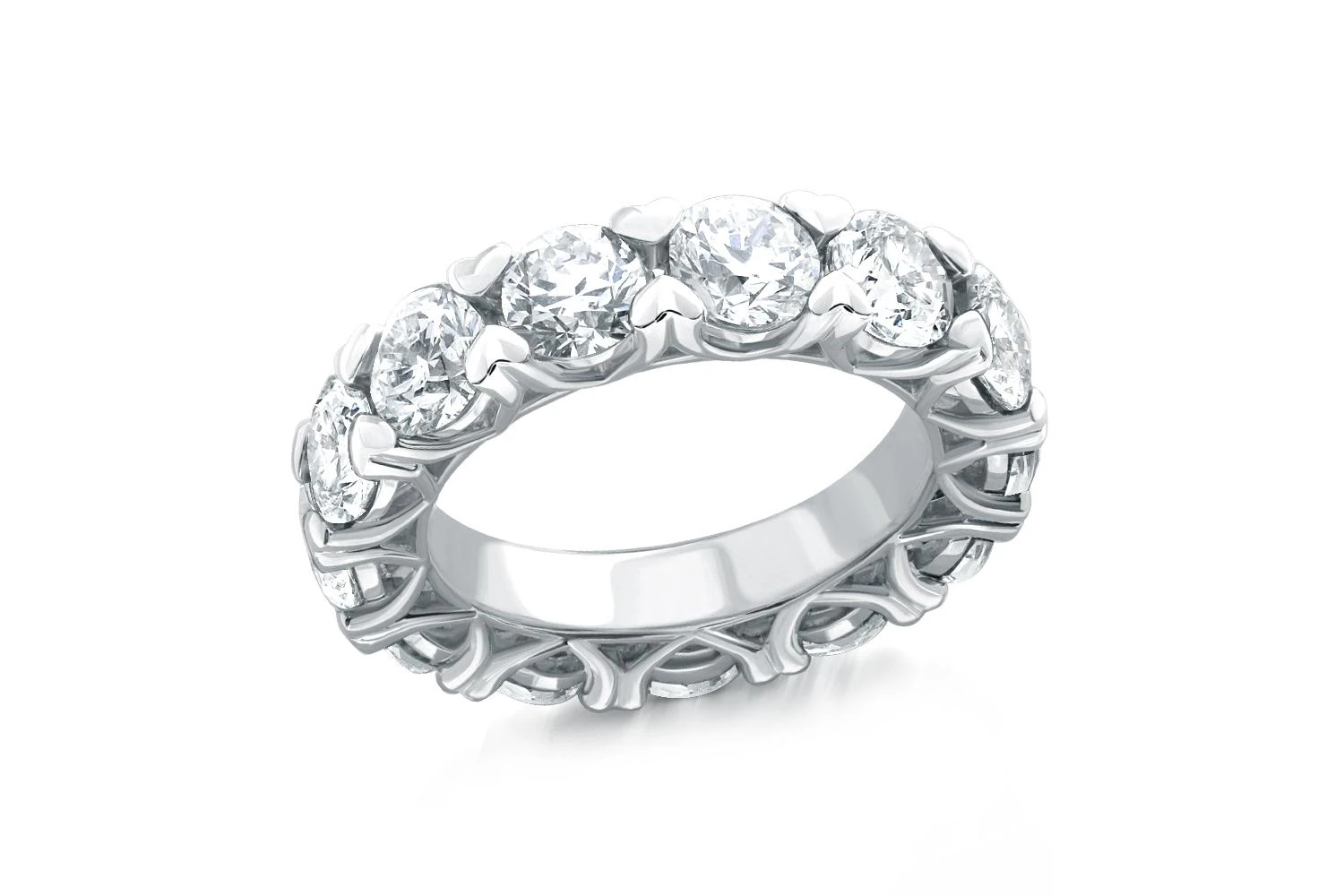 Кольцо Дорожка из белого золота с 15 бриллиантами